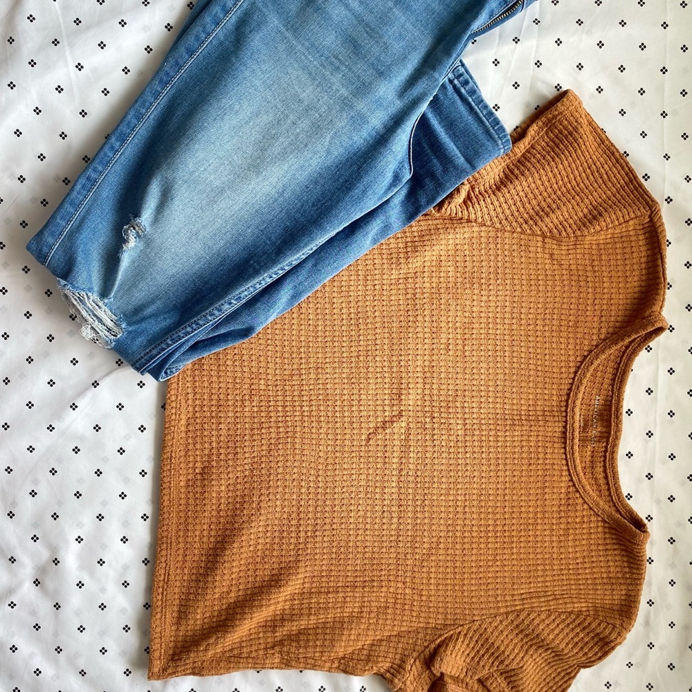 Orange textured crop top